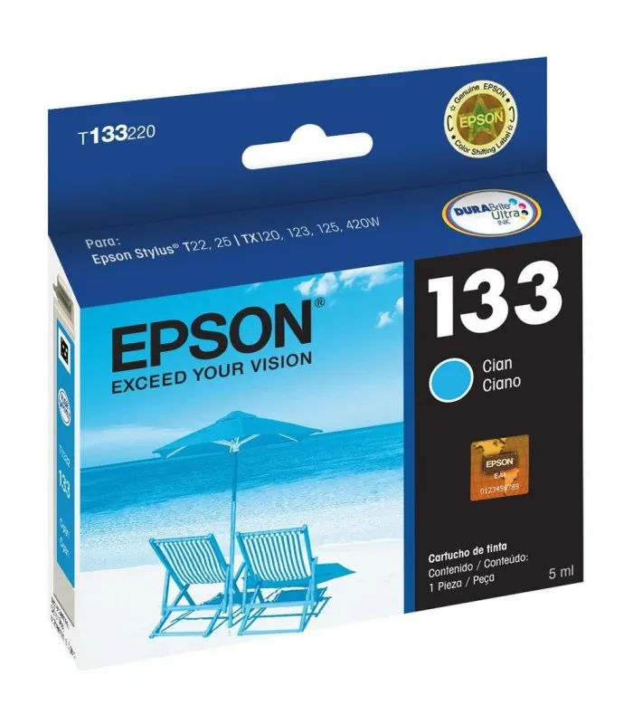 CARTUCHO EPSON T133220AL 133 CY T22 T25 TX120 TX123 TX125 TX133V TX135 TX320F TX420W TX430W 355 PAG