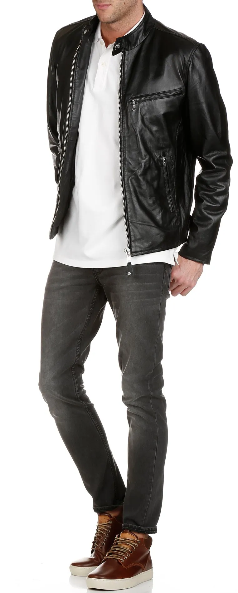Chaqueta de cuero en negro