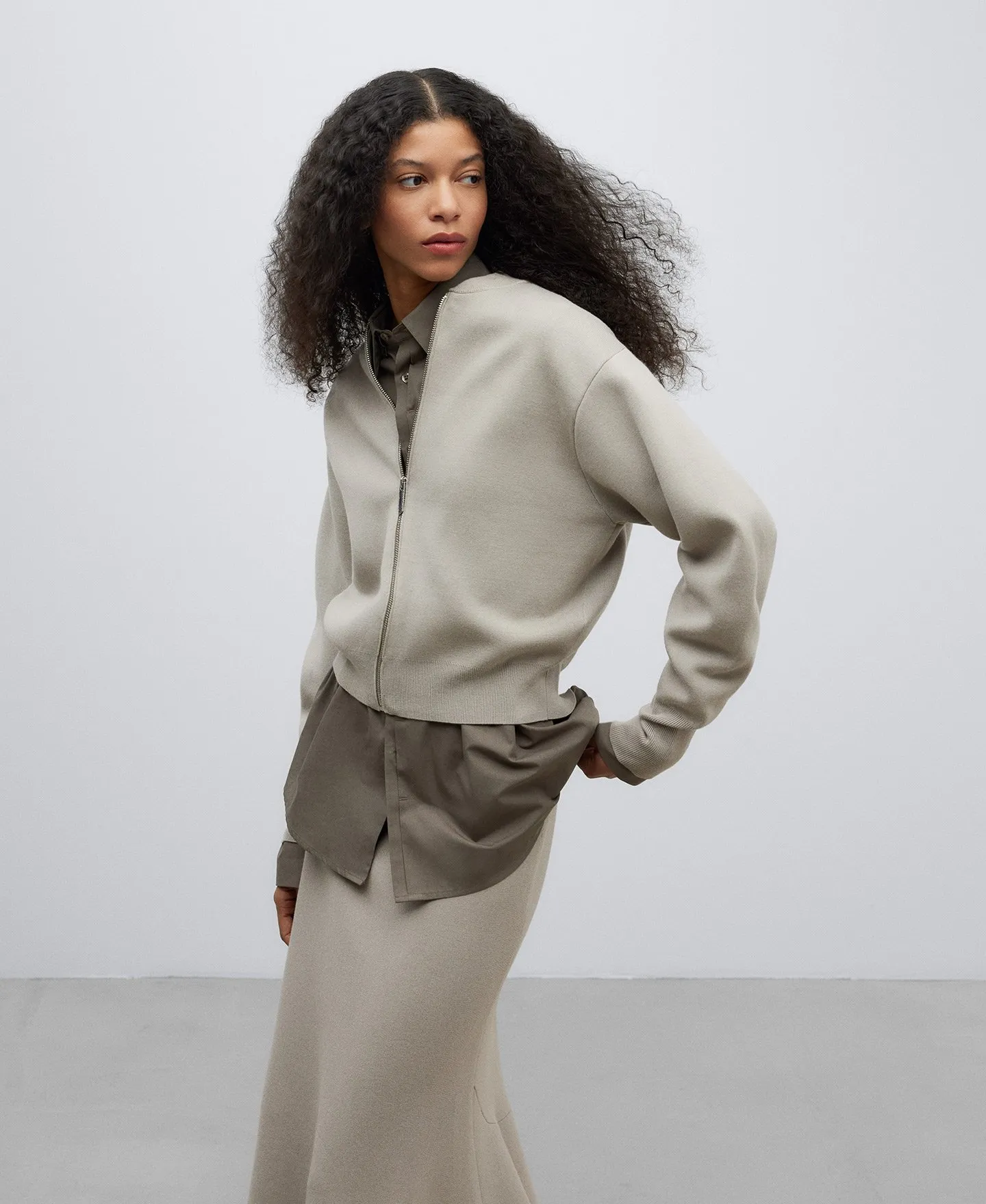 Chaqueta en punto doble frontura mujer