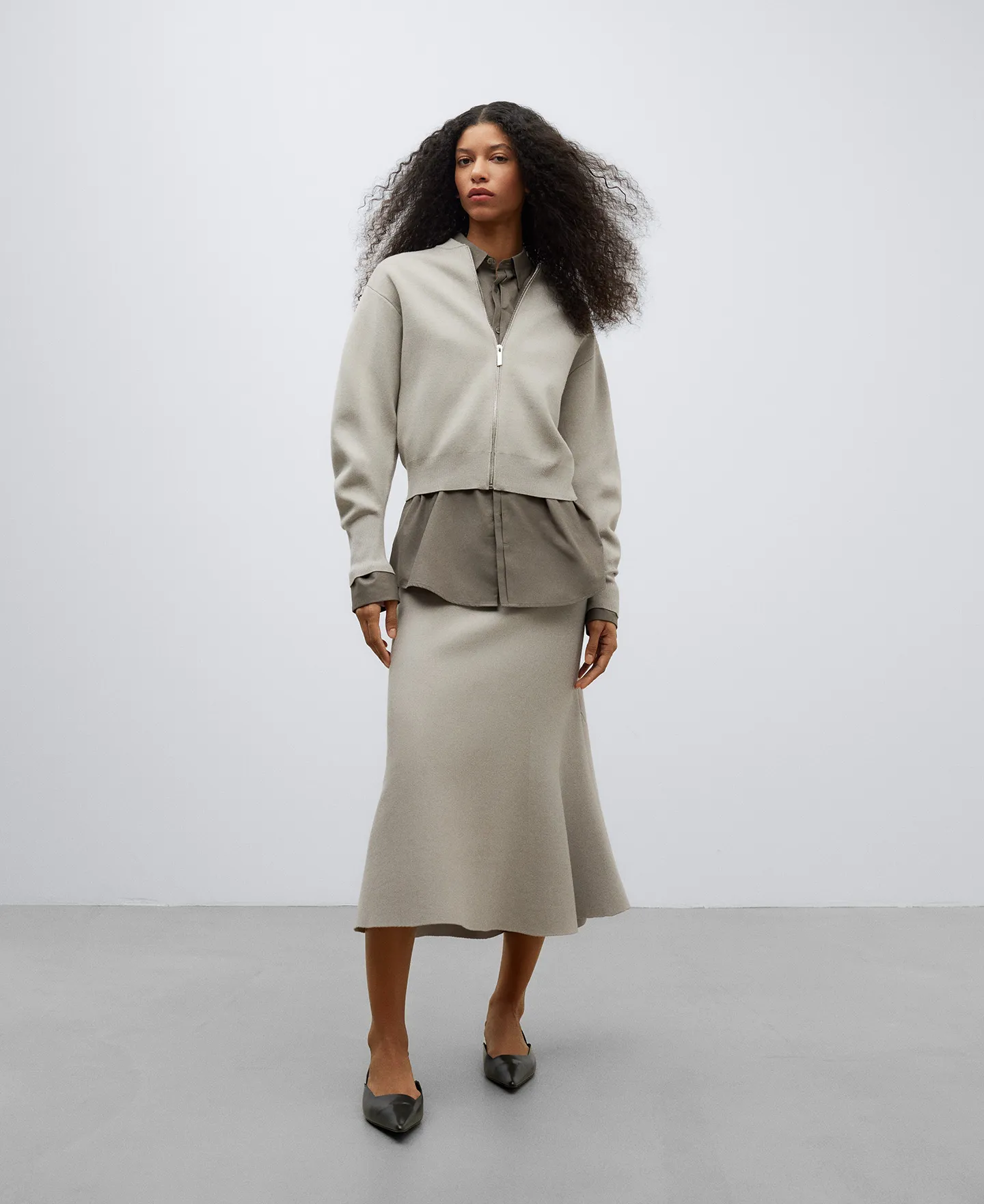 Chaqueta en punto doble frontura mujer