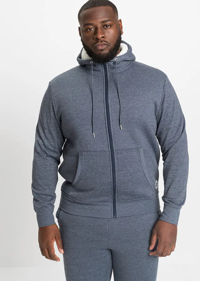 CHAQUETA TéRMICA CON FORRO POLAR AZUL OSCUROBLANCO LANA JASPEADO