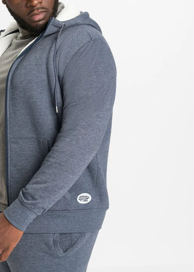 CHAQUETA TéRMICA CON FORRO POLAR AZUL OSCUROBLANCO LANA JASPEADO