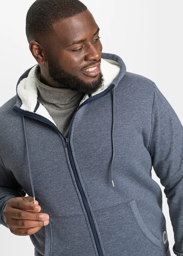 CHAQUETA TéRMICA CON FORRO POLAR AZUL OSCUROBLANCO LANA JASPEADO
