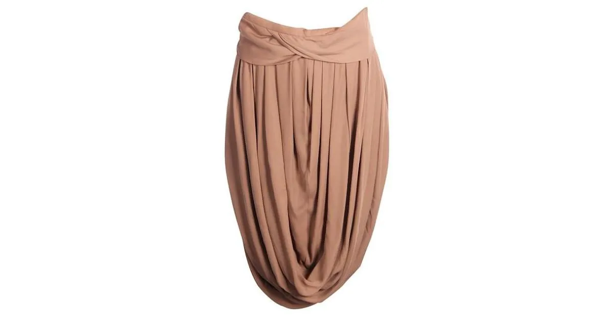 CHLOÉ Vestido drapeado con corpiño beige 