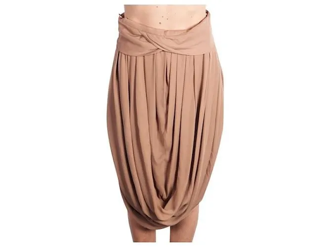 CHLOÉ Vestido drapeado con corpiño beige 
