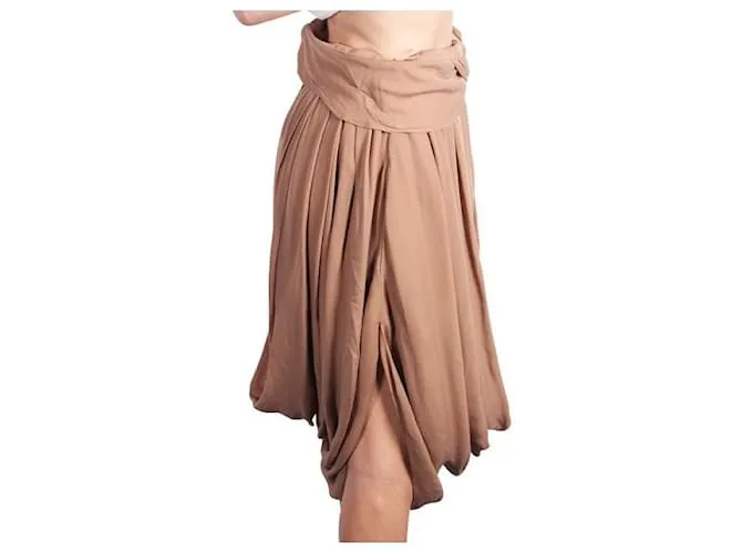 CHLOÉ Vestido drapeado con corpiño beige 