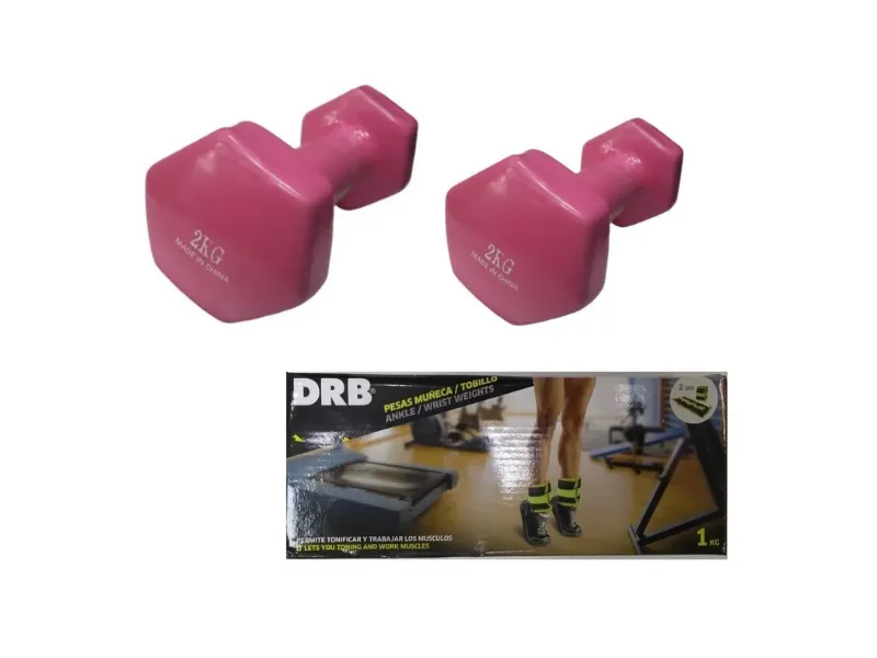 COMBO!! 2 Mancuernas 2 Kg + Tobillera DRB 1Kg