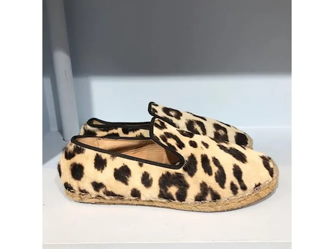 Céline Alpargatas CELINE T.UE 37 Piel de becerro estilo potro Beige 