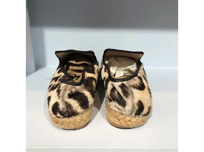 Céline Alpargatas CELINE T.UE 37 Piel de becerro estilo potro Beige 