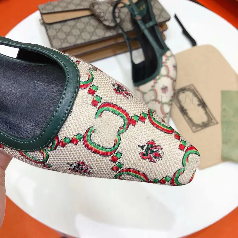 Diseñador tacones bajos slingback bomba mujeres zapatos de vestir de lujo sandalias de calidad superior malla de damas con crist
