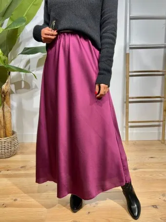 Falda Satinada SWANZEY Berenjena