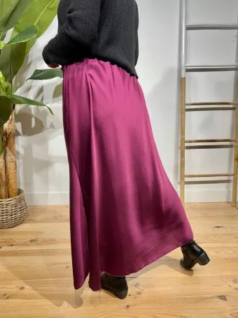 Falda Satinada SWANZEY Berenjena