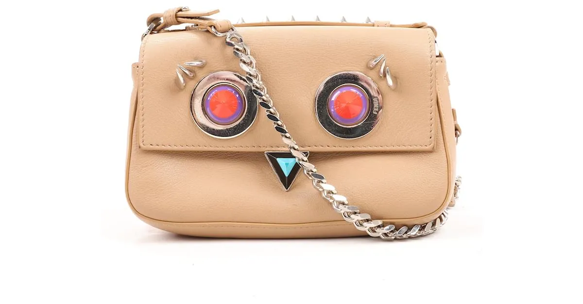 Fendi Vitello Dolce Hypnoteyes Micro Double Baguette Cuoio Bubblegum Multicolor 8M0371 Beige 