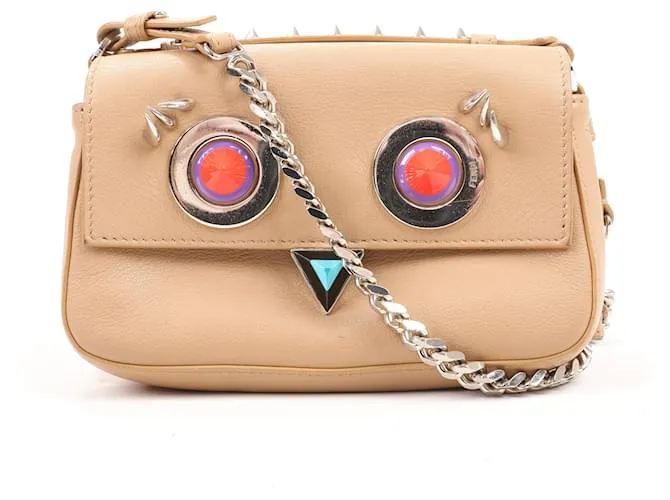 Fendi Vitello Dolce Hypnoteyes Micro Double Baguette Cuoio Bubblegum Multicolor 8M0371 Beige 