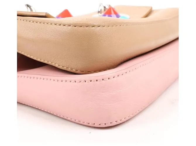 Fendi Vitello Dolce Hypnoteyes Micro Double Baguette Cuoio Bubblegum Multicolor 8M0371 Beige 