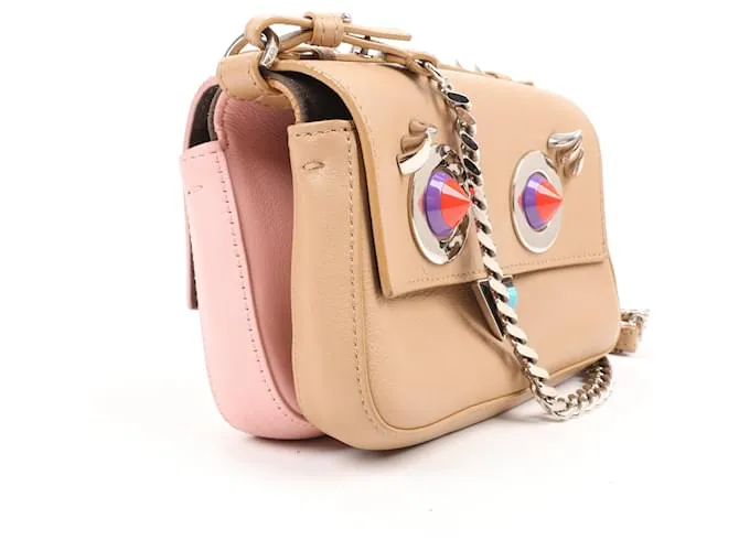 Fendi Vitello Dolce Hypnoteyes Micro Double Baguette Cuoio Bubblegum Multicolor 8M0371 Beige 