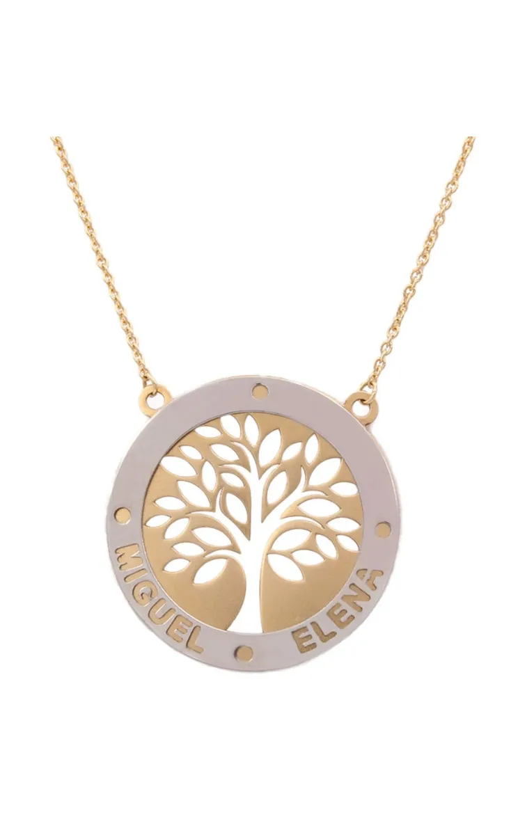 Gargantilla personalizada oro bicolor, árbol de la vida nombres 287_G683