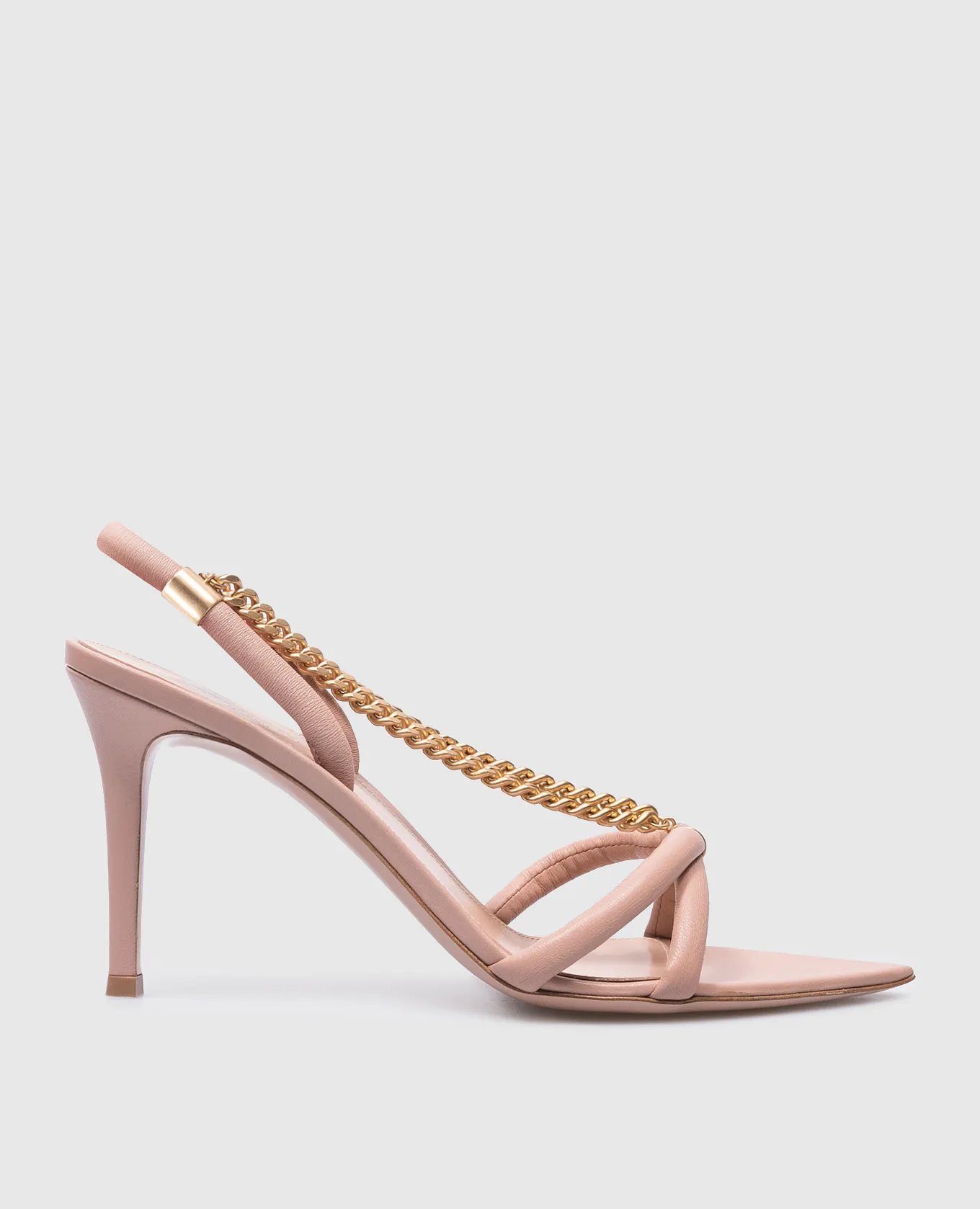 Gianvito Rossi Minerva beige sandals with a chain