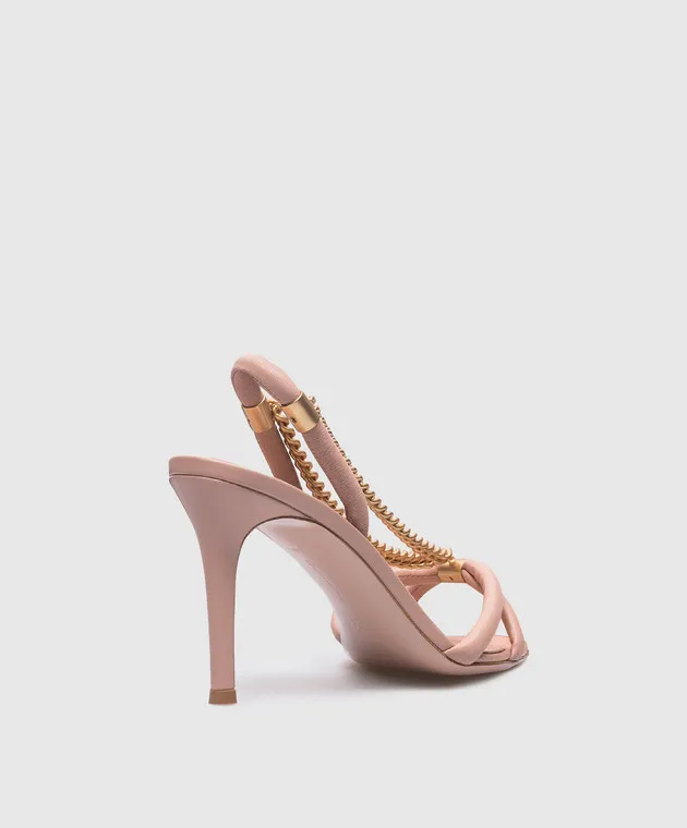 Gianvito Rossi Minerva beige sandals with a chain