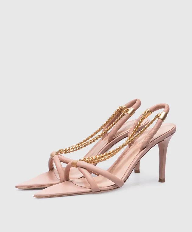 Gianvito Rossi Minerva beige sandals with a chain