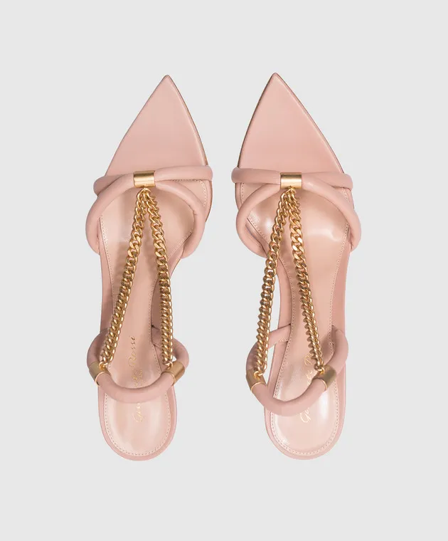 Gianvito Rossi Minerva beige sandals with a chain