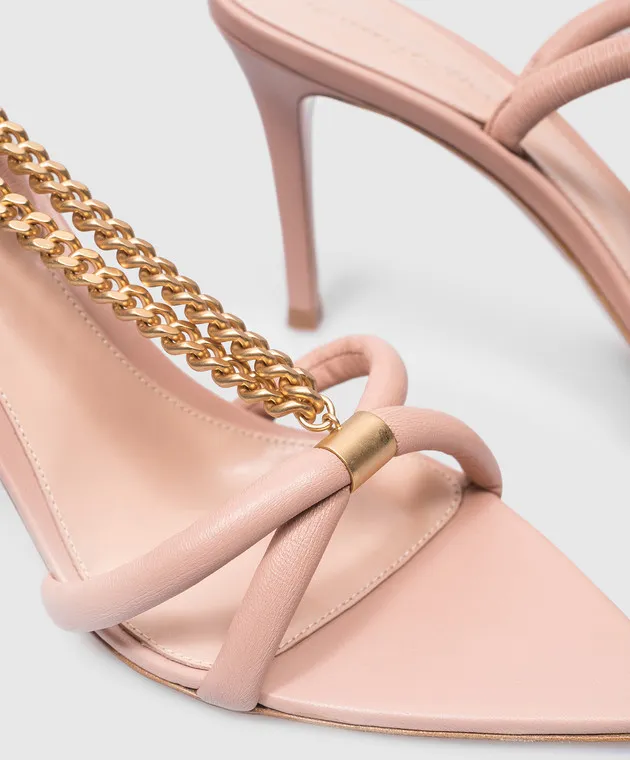 Gianvito Rossi Minerva beige sandals with a chain