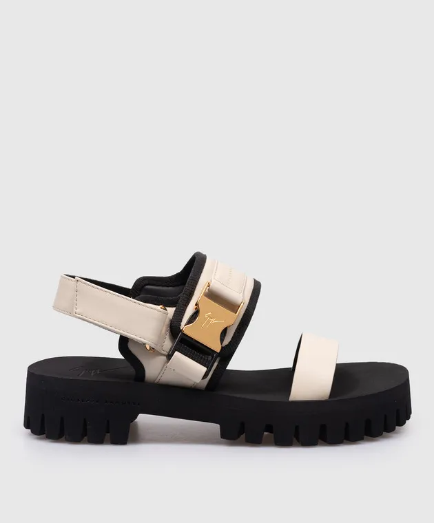 Giuseppe Zanotti Cometa beige leather sandals with logo