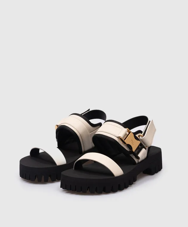 Giuseppe Zanotti Cometa beige leather sandals with logo