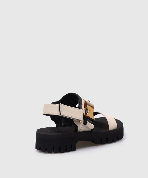 Giuseppe Zanotti Cometa beige leather sandals with logo