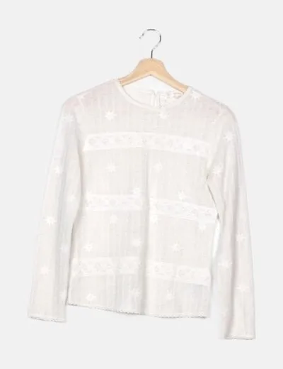 Hoss Intropia Blusa blanca bordada