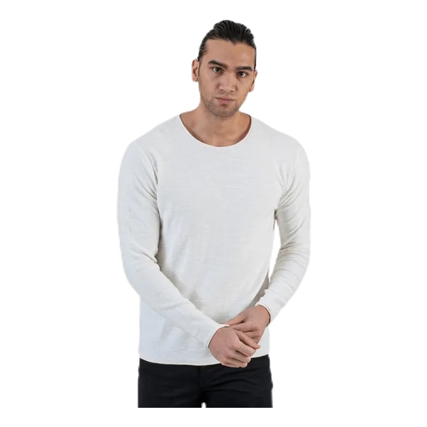 Jack & Jones Slub Knit Crew Neck Sts White
