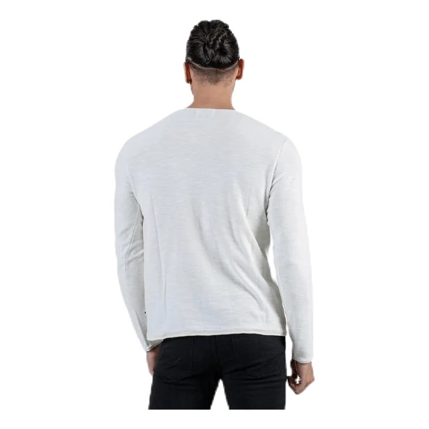 Jack & Jones Slub Knit Crew Neck Sts White