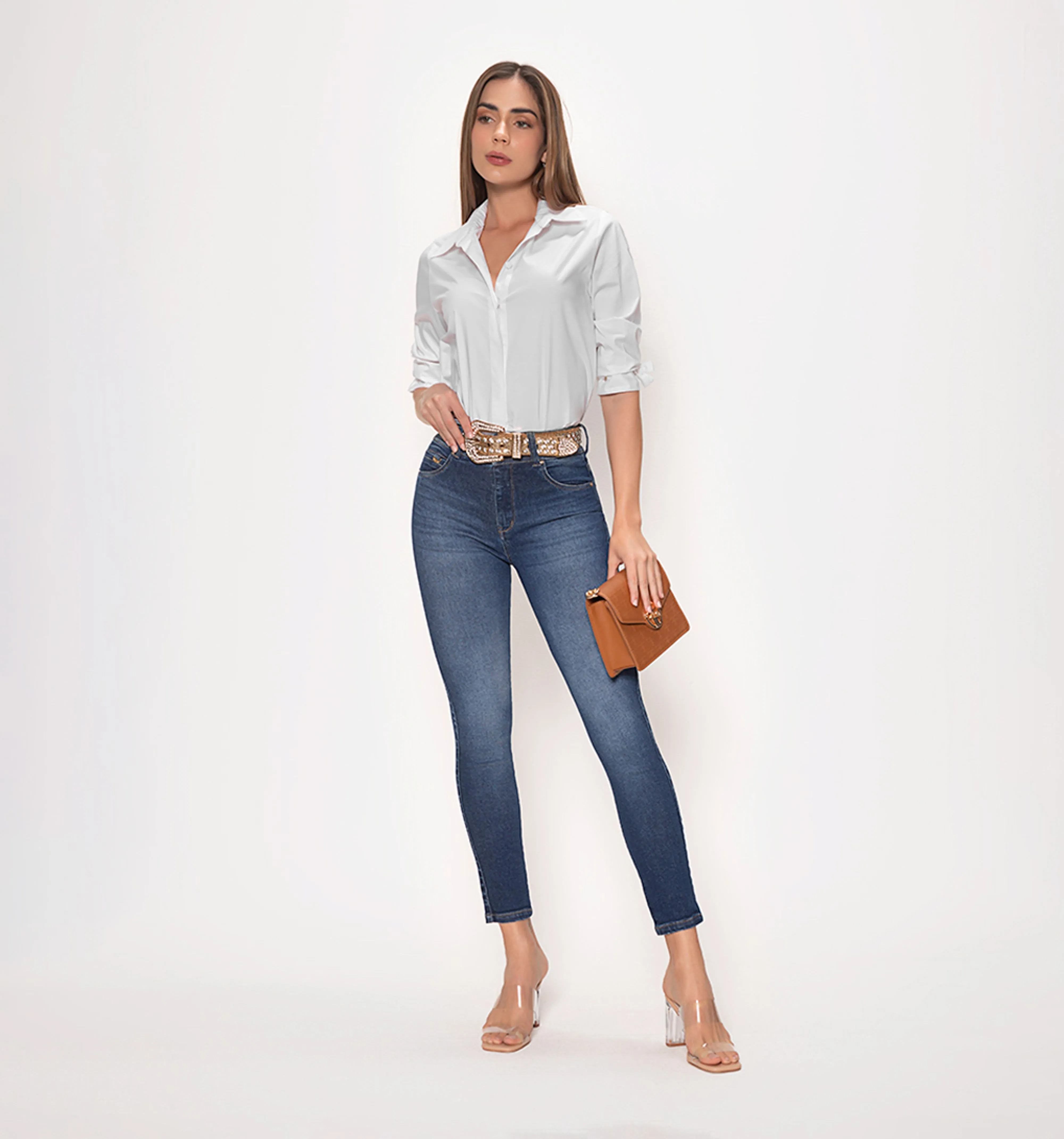 Jean ultraslim tiro alto, cinco bolsillo
