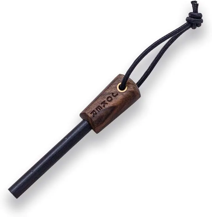 JOKER CUCHILLO DE CAZA BS9 CAMPERO CN112P  MANGO DE MADERA DE NOGAL  HOJA DE 10 5 CM  FUNDA PIEL  CON PEDERNAL  HERRAMIENTA DE 