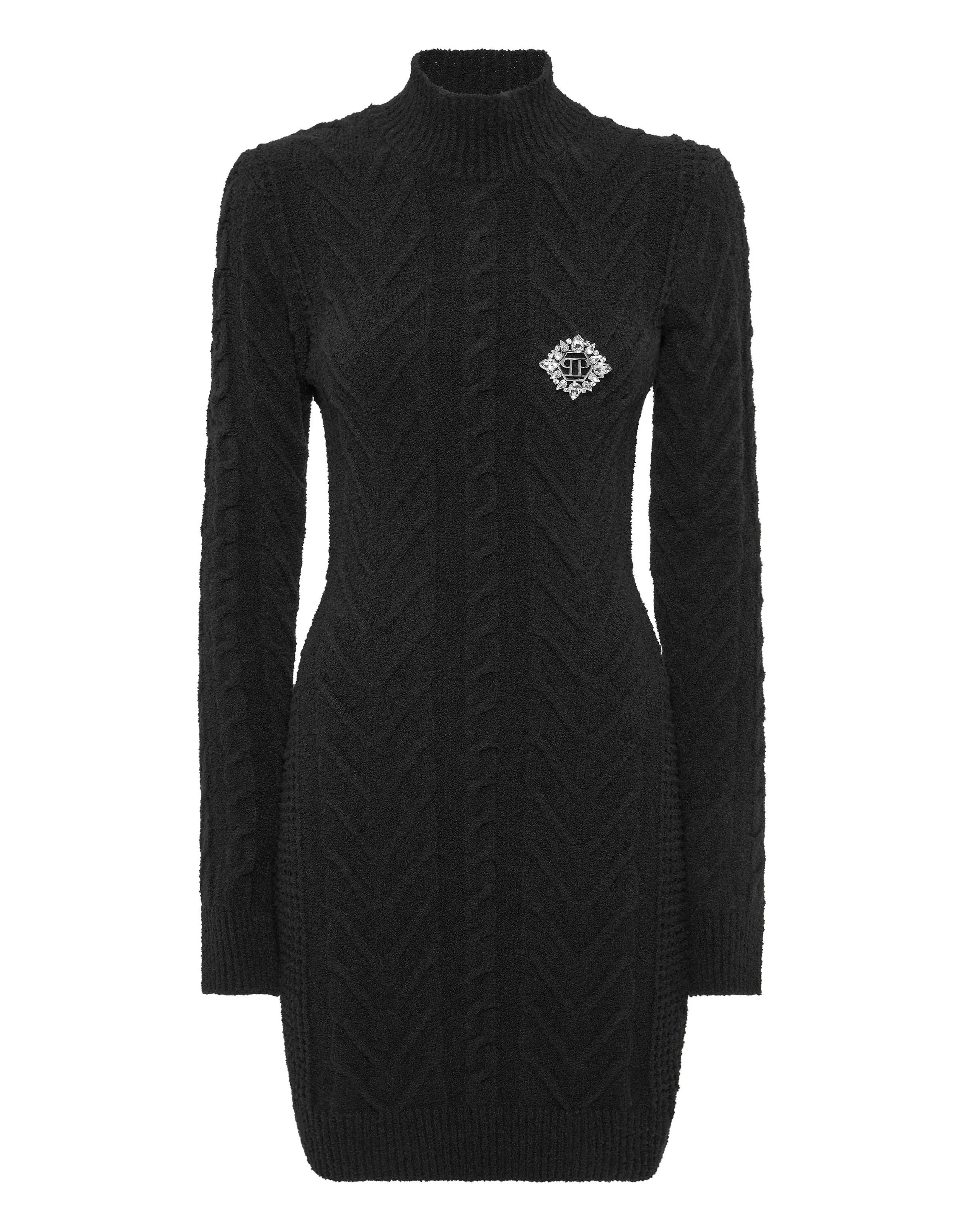 Knitted Mini Dress With Broches