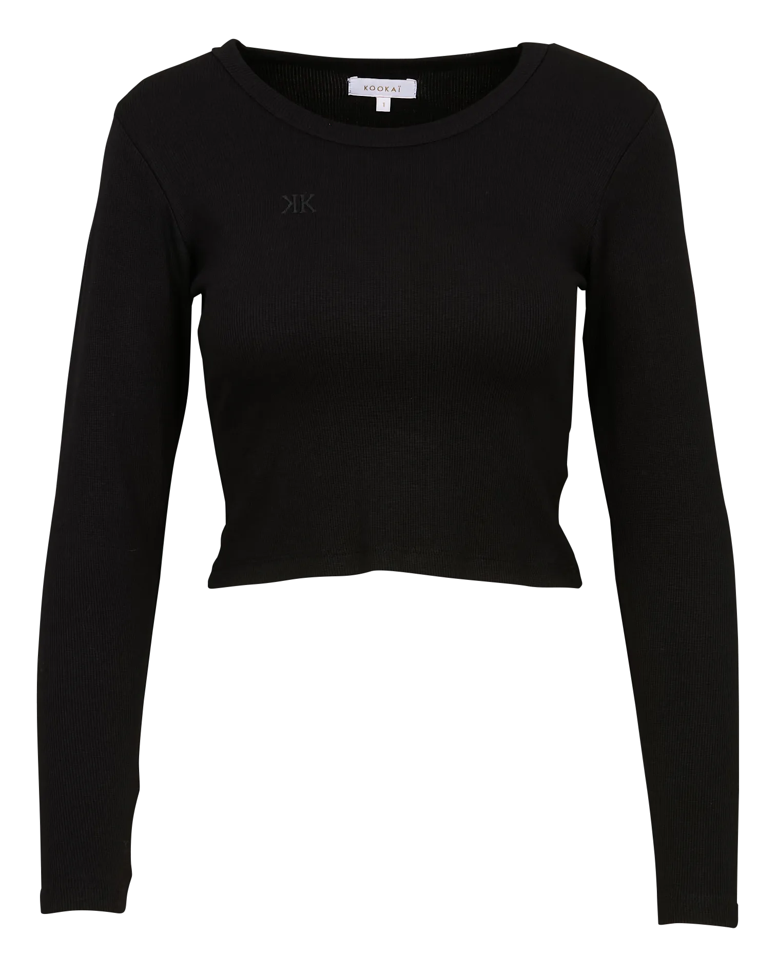 KOOKAI JANETTE  CAMISETA AJUSTADA CORTA CON CUELLO REDONDO EN NEGRO