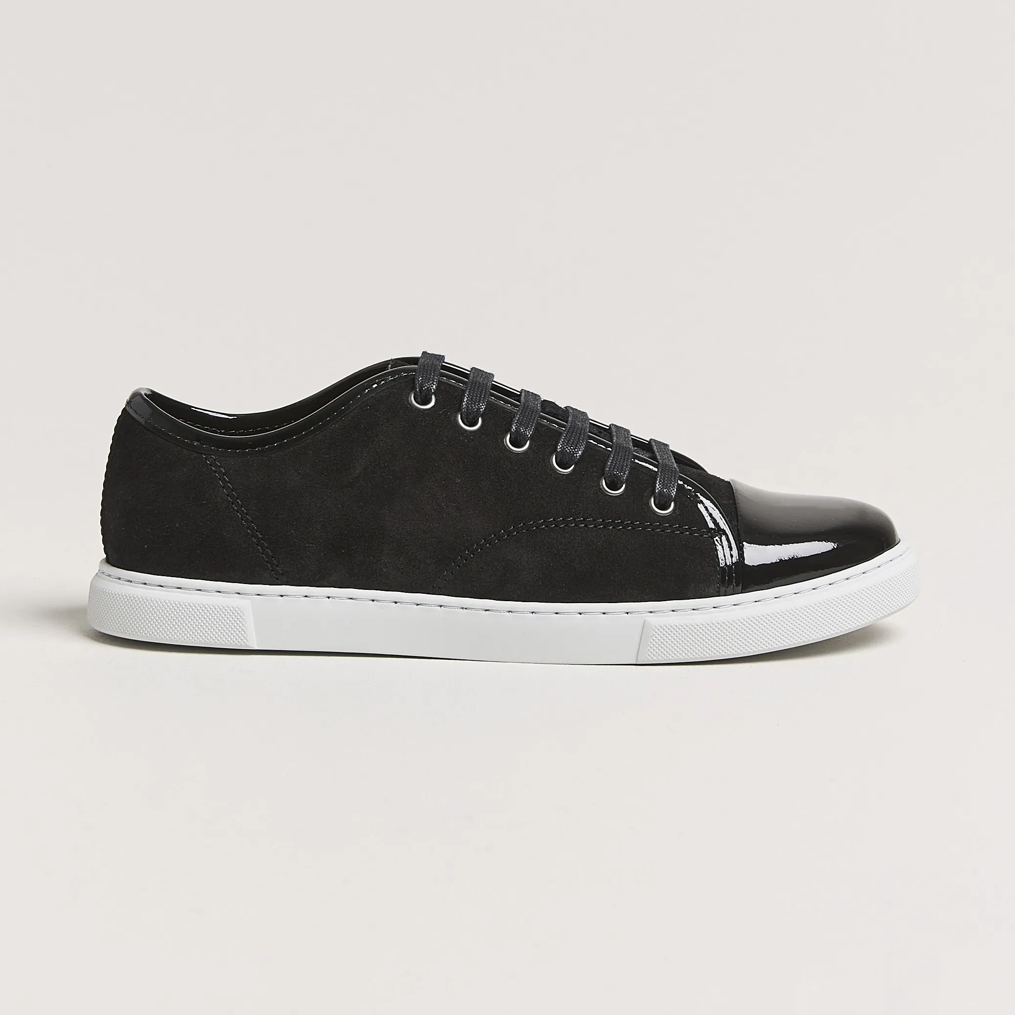 Lanvin Womens Patent Cap Toe Sneaker Black
