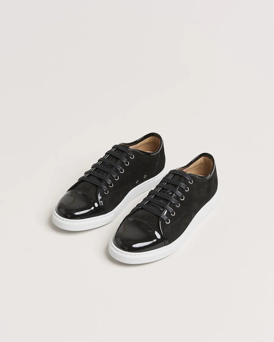 Lanvin Womens Patent Cap Toe Sneaker Black