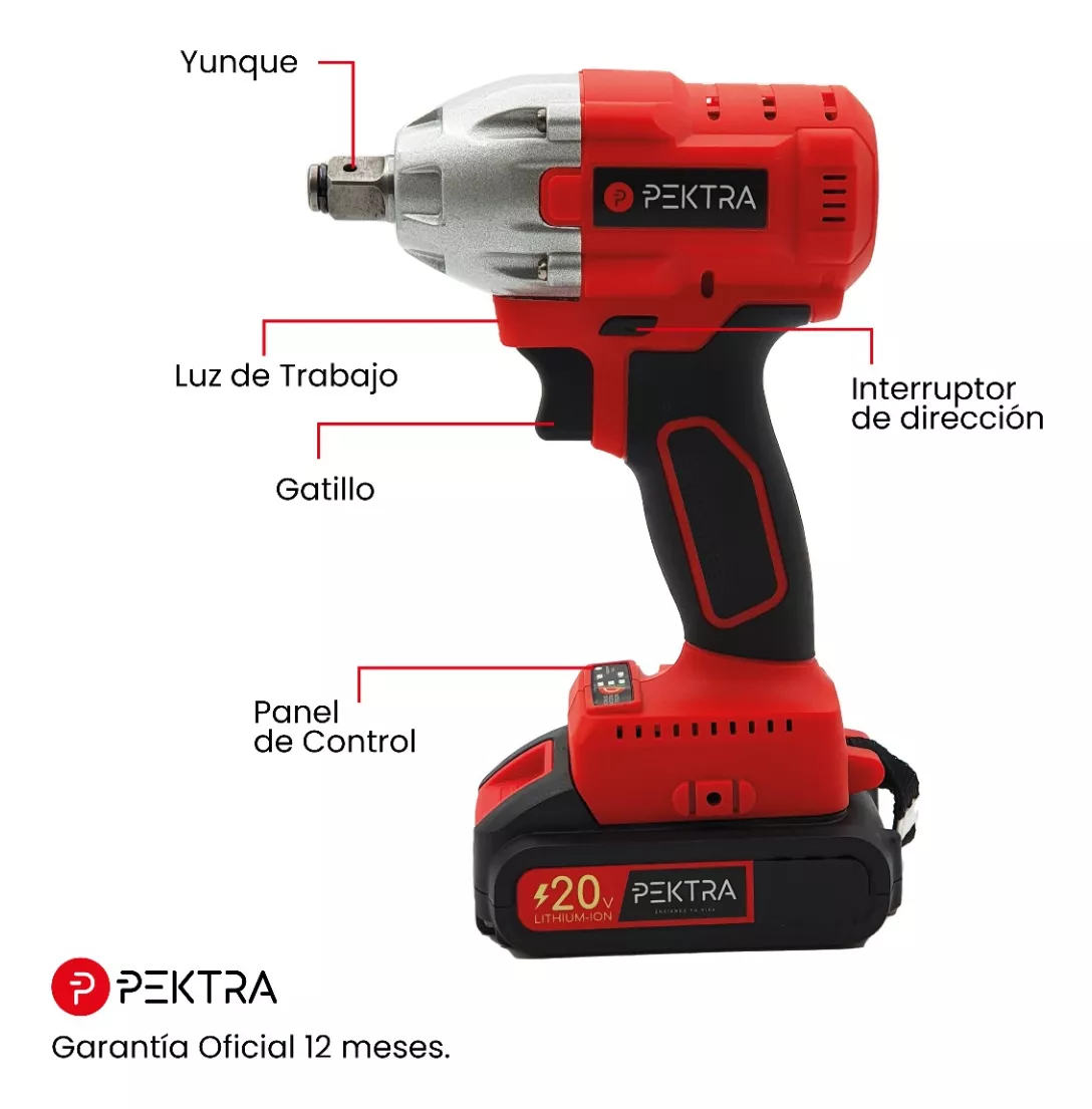 Llave De Impacto Brushless 20v 1/2 PuLG Pektra Inalambrica