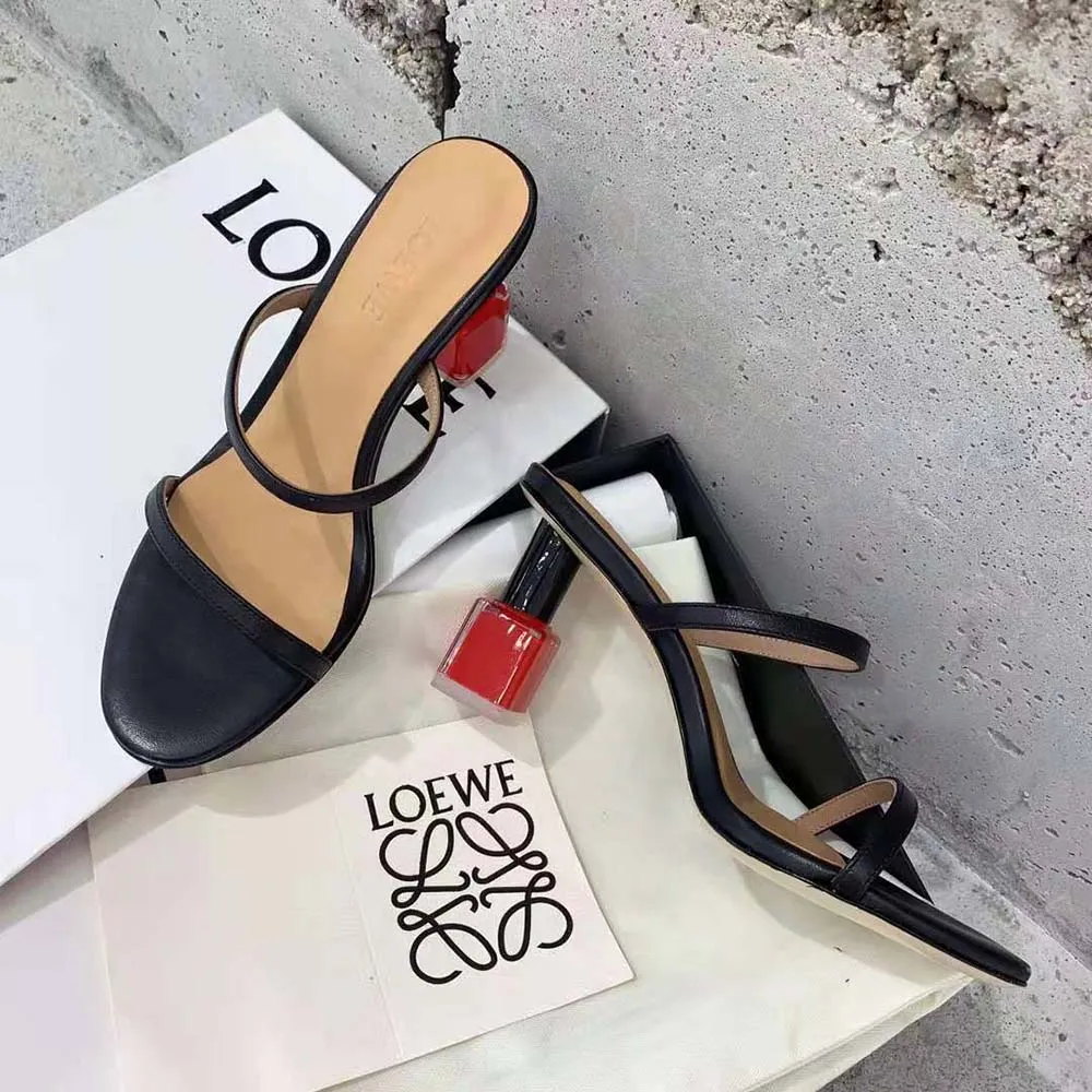 LOEWE MUJER NAIL POLISH SANDALIA EN PIEL DE CABRANEGRO