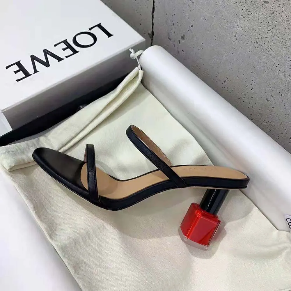 LOEWE MUJER NAIL POLISH SANDALIA EN PIEL DE CABRANEGRO