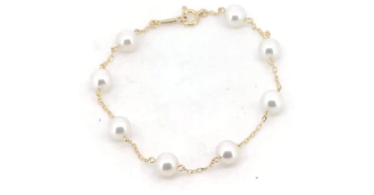 Mikimoto 18Pulsera de perlas K en excelentes condiciones. Dorado 