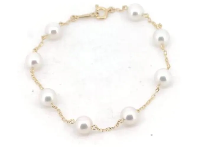 Mikimoto 18Pulsera de perlas K en excelentes condiciones. Dorado 