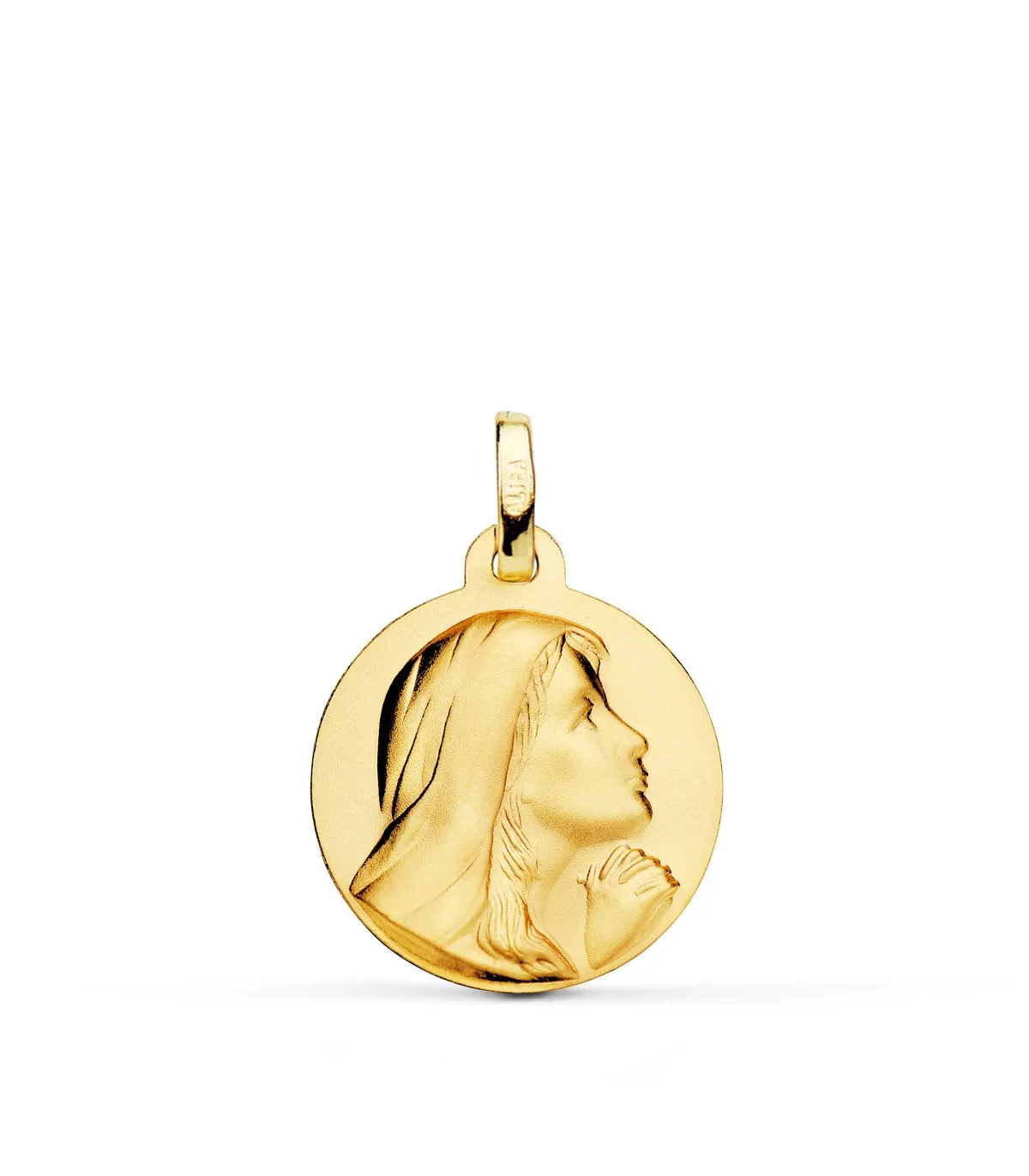 Médaille Vierge Marie Or 18K 18mm Mate