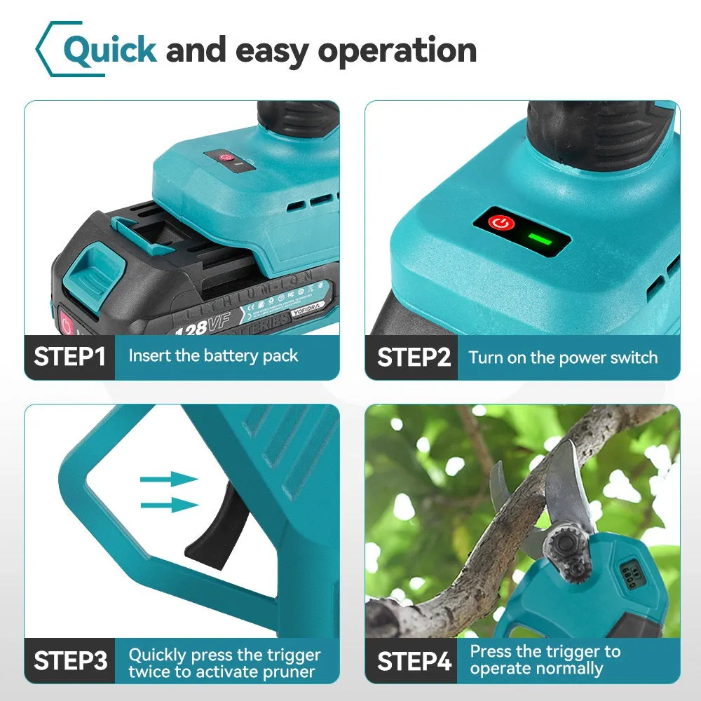 NewBeny 30mm Brushless Cordless Pruning Shears Extra Blade with Battery and Charger