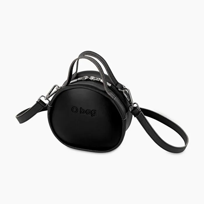 O bag petite negro tejido sintético con bandolera