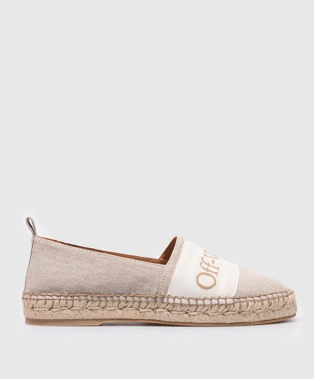 OFFWHITE BOOKISH BEIGE LINEN ESPADRILLES