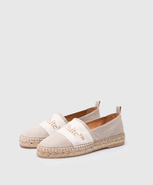 OFFWHITE BOOKISH BEIGE LINEN ESPADRILLES