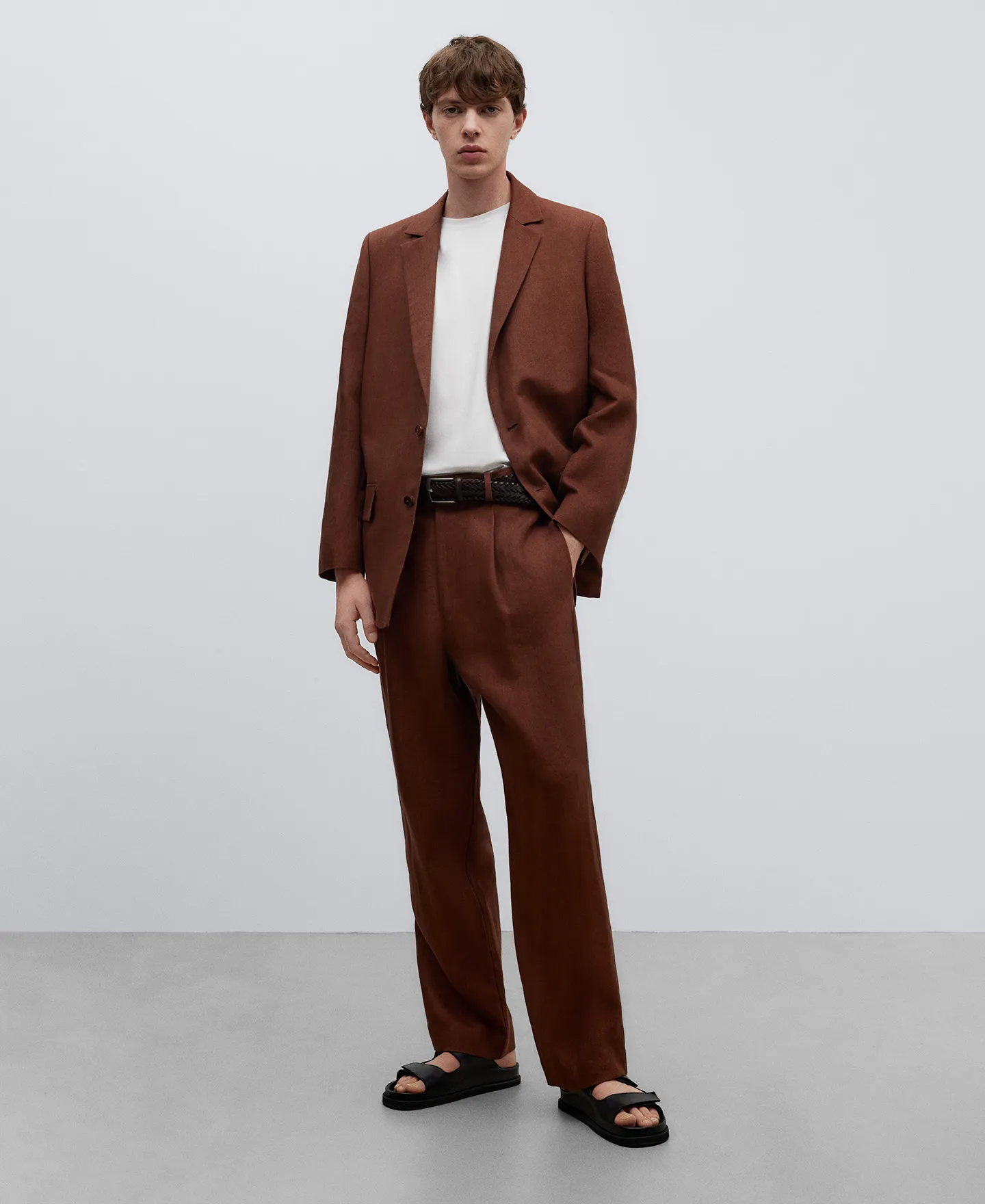 Pantalón sastre marrón hombre