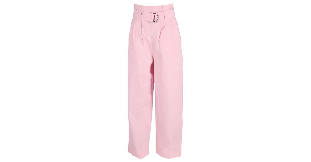 PANTALONES GANNI PAPERBAGWAIST RIPSTOP EN ALGODóN ROSA 